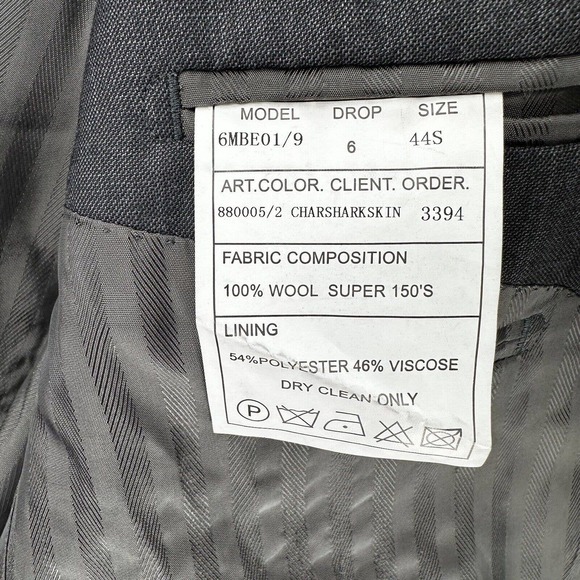 Baroni Sport Coat Mens 44 SHORT Super 150 Wool Blazer Jacket Gray - Picture 12 of 14